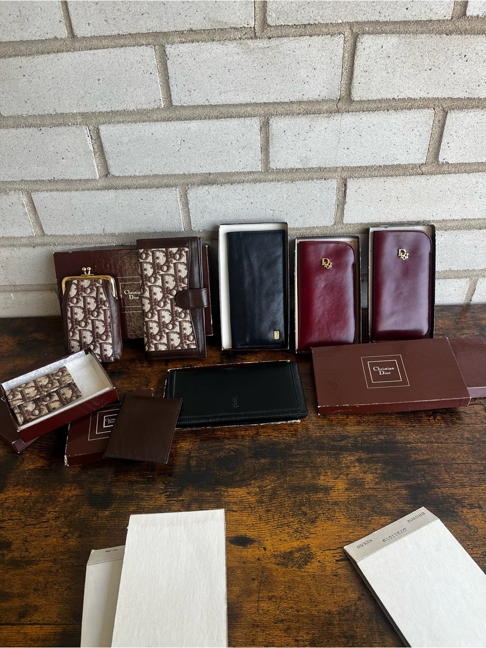Dior Multi-Piece Wallet & Card Case Assortment in Burgundy, Brown, Black, Cream